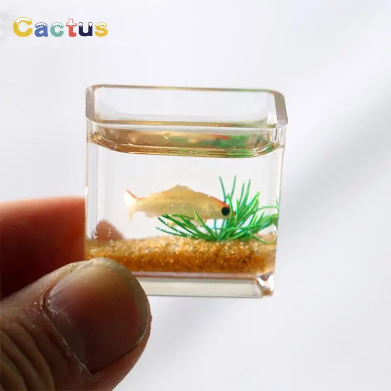 Mini pecera de cristal para acuario, juguete decorativo en miniatura para casa de muñecas, adorno para el hogar, 1 unidad, 1/12