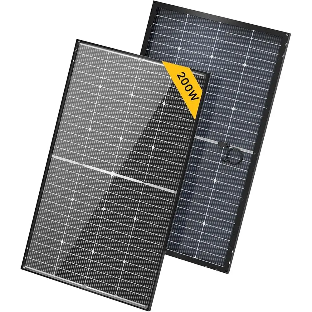 Bifacial 200W Solar Panel 24V N-Type 16BB High Efficiency Cell RV Boat Marine Outdoor Charging Compatible with 12V Battery