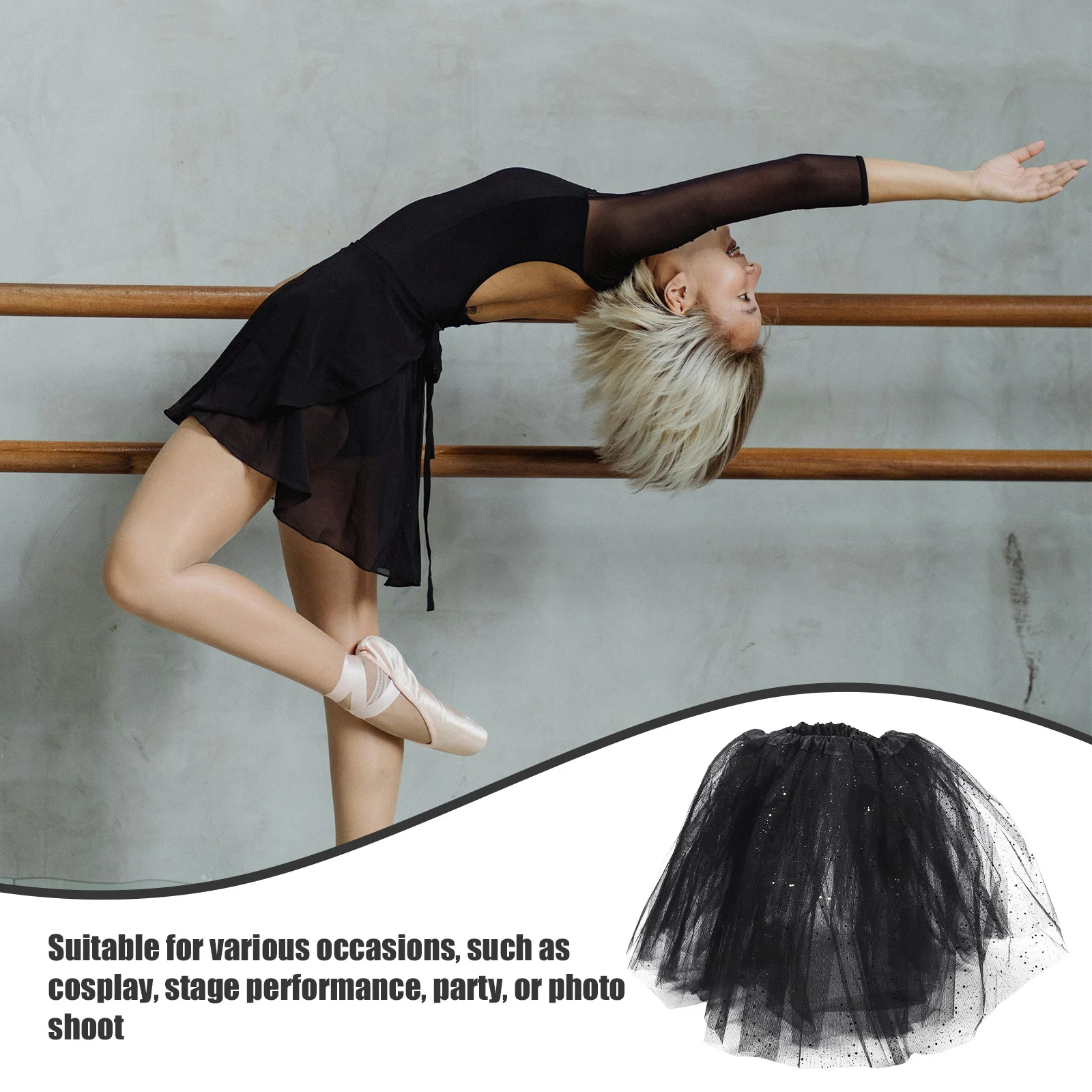 

Girls Tutu Skirt Sequins Tulle Skirt Lightweight Comfortable Waist Elastic Design Party Cosplay Tutu Dresses for Girls