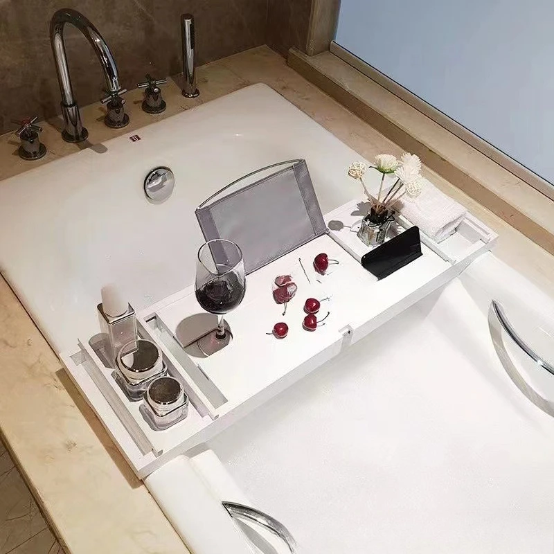 

Bamboo non-slip retractable bathtub rack bathroom bathtub wooden bucket bath storage bracket toilet bathtub rack