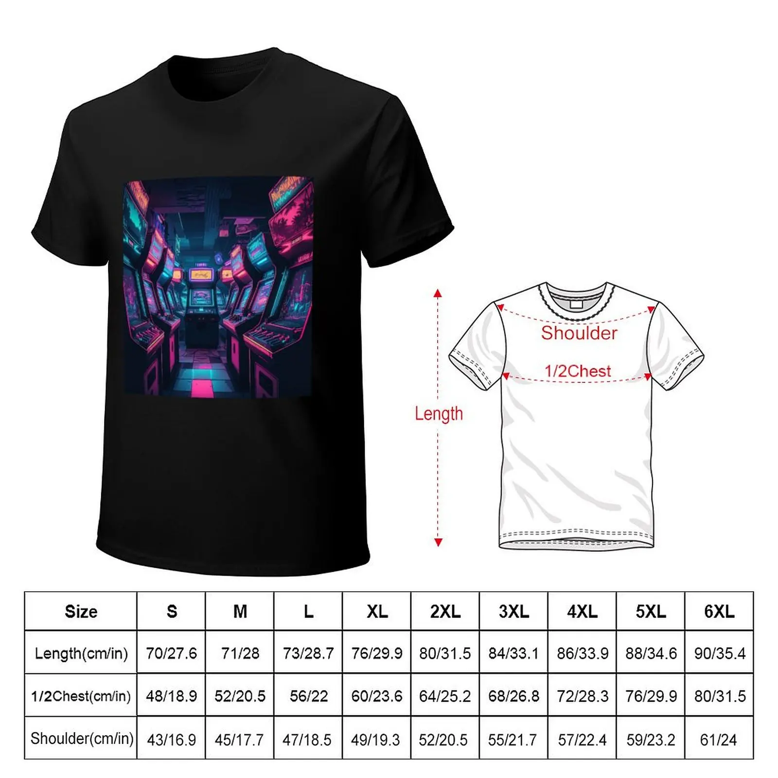 Alien Gaming Room Synthwave Arcade T-Shirt Trendy Casual Short Sleeve Shirt