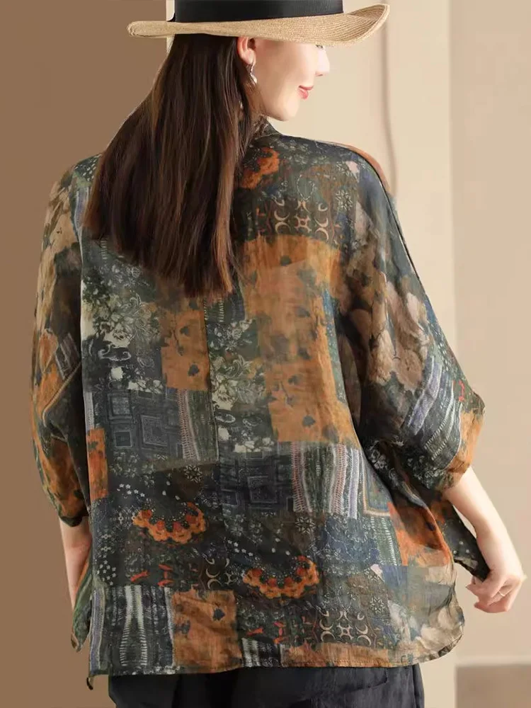 Max LuLu 2024 Korean Summer Women Fashion Linen Shirts Loose Printed Casual Chiffon Blouses Ladies Classic Vintage Big Size Tops