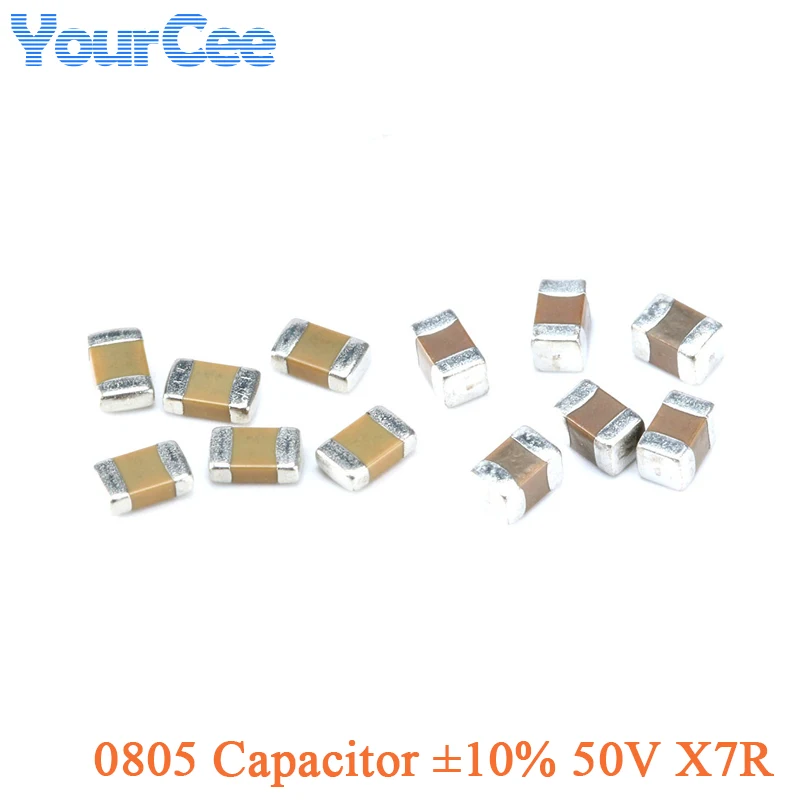 

100pcs 0805 SMD Capacitor ±10% 50V X7R 150 180 200 220 300 470 680 750~2200pF 1 2.0 8.2 20 33 39 100 120 150 220~330nF 1uF