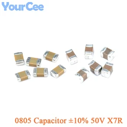 100pcs 0805 SMD Capacitor ±10% 50V X7R 150 180 200 220 300 470 680 750~2200pF 1 2.0 8.2 20 33 39 100 120 150 220~330nF 1uF