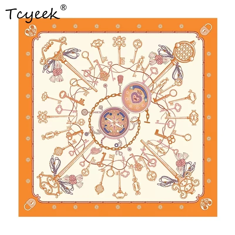 

Tcyeek, 14MM 100%Mulberry Slik French Kerchief, 88cm Women French Printed, Gifts Original Design Scarf, 2024 Autumn A46274QC