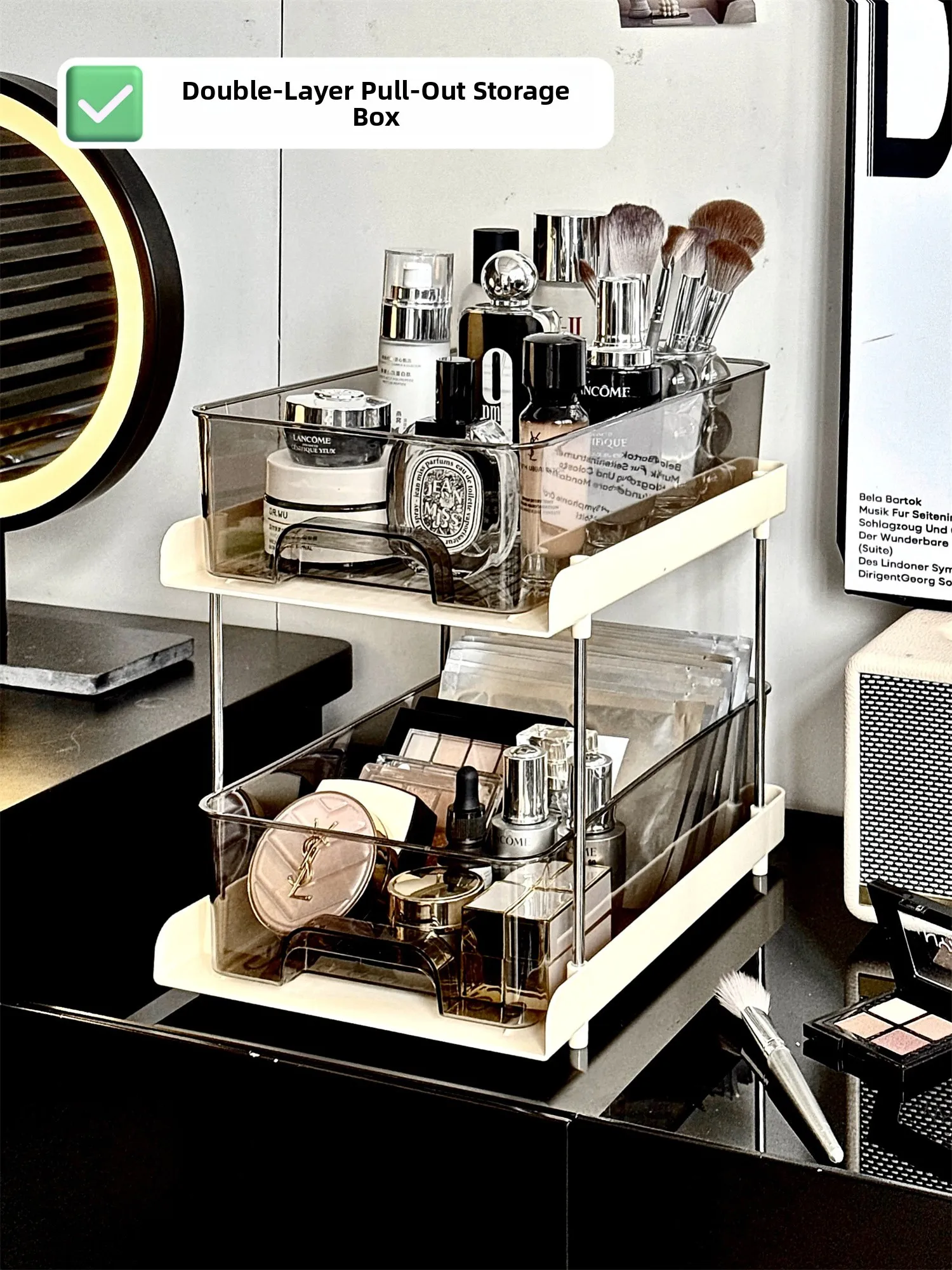 

Роскошный органайзер для косметики: большой настольный контейнер для косметики и парфюмерии, прозрачный акриловый бокс