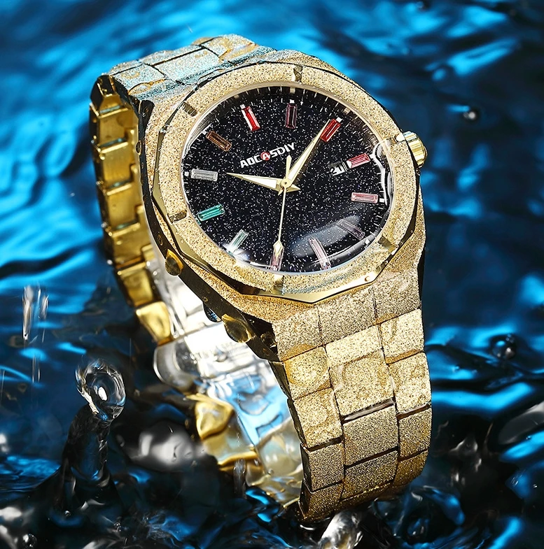 2024 New Men\'s Business Full Diamond Luxury Men\'s Watch True Night Light Waterproof