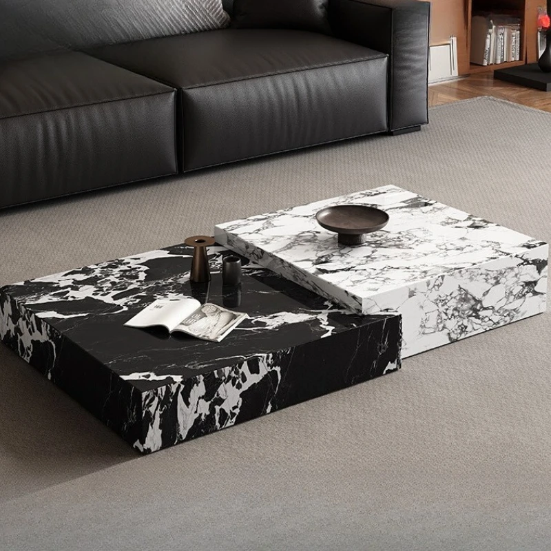 Luxury Coffee Table Rock Slab Decoration Aesthetic Unique Italian Splash-ink Side Table Living Room Mesas Bajas Home Furniture