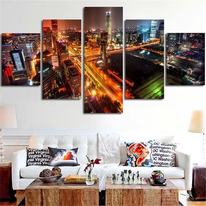 5 Pieces diamant painting New york city nightscape diamond painting 5d diy diamond embroidery full square round drill mosaic set