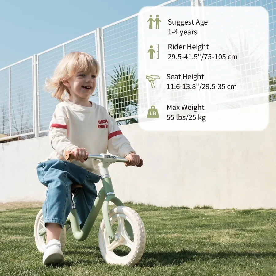 Right Toddler Balance Bike for 1-4 Years 10" Puncture-Proof Tires Lightweight and Height Adjustable Push Ride-on Toys First Bir