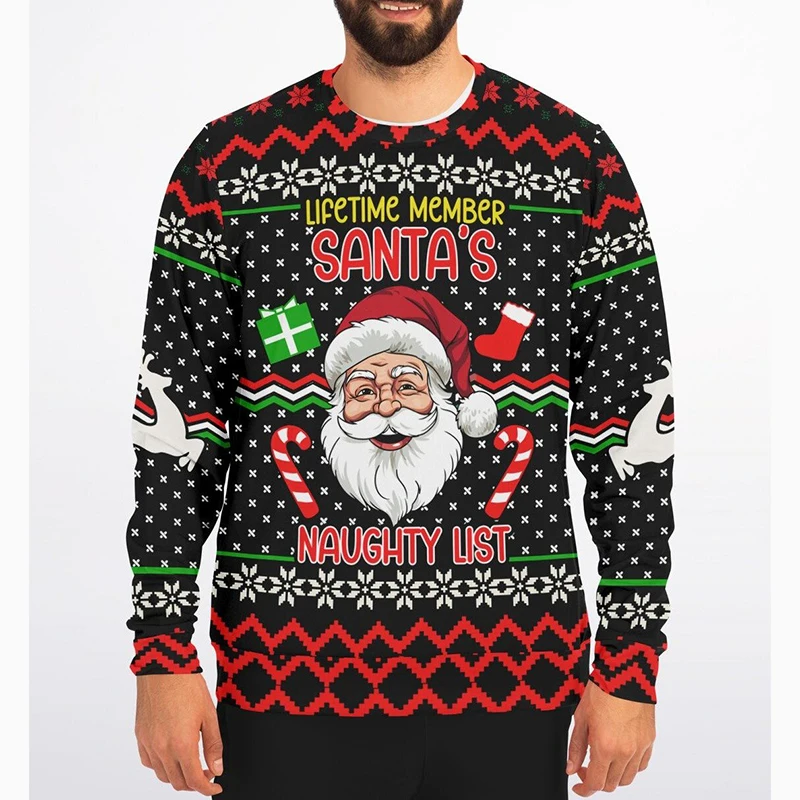 Santa Claus Fell Down The Chimney Funny Ugly Christmas Sweater For Men Humour Print Design Festival Gift Unique New Xmas Sweater