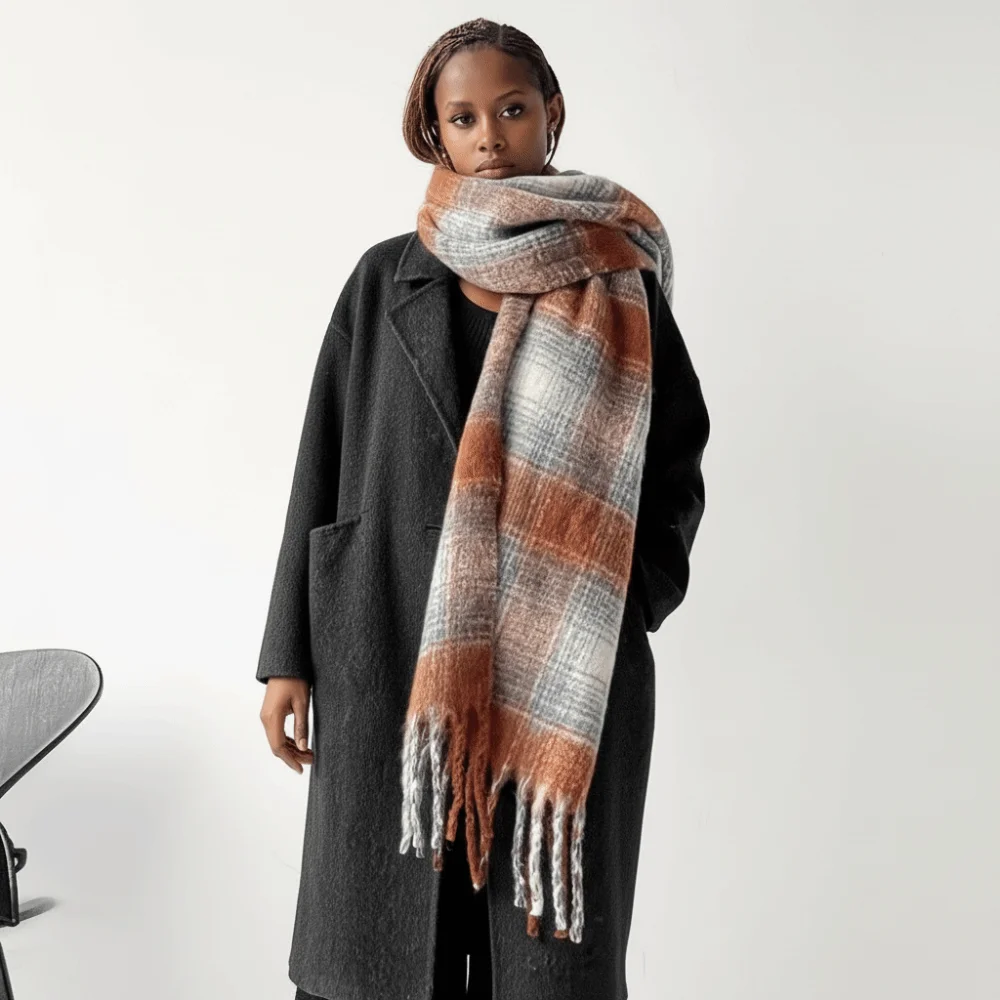 أنيقة الموهير منقوشة وشاح من الصوف شرابة الشتاء أوشحة كشميرية رشاقته الكورية نمط طويل شال طالب