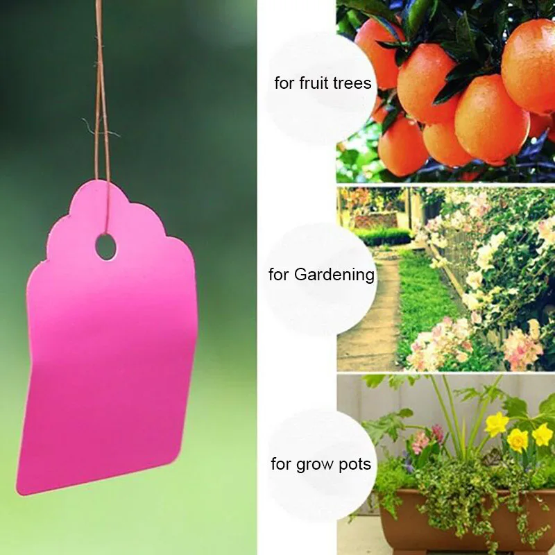 100pcs Plants Labels Flower Pots Markers Sign Nursery Flower Tags Gardening Ornaments Plastic Writing Plate PVC Waterproof D4