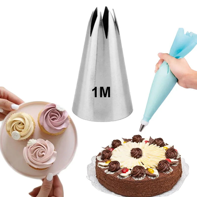 

Rose Pastry Nozzles Stainless Steel Cake Decoration Tip Pastry Bag #1M Stainless Steel Piping Icing Nozzle Cookies Pastry Tools