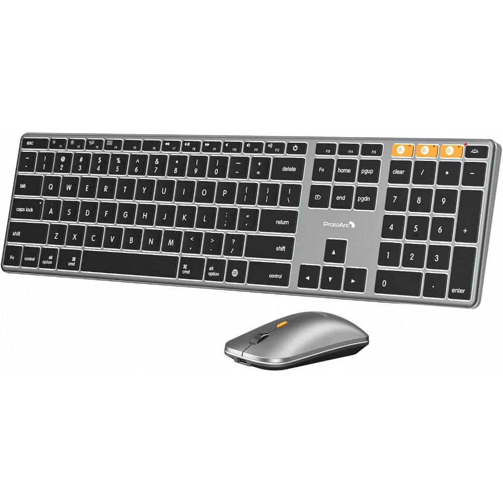 Aluminum Backlit Bluetooth Keyboard and Mouse Combo with Numpad for Mac Devices - Space Gray