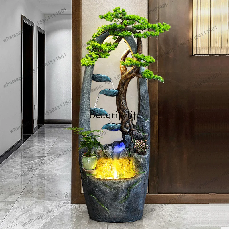 Ornament Indoor Circulation Water Generation Wealth Decoration Floor-to-ceiling Rockery Fish Tank Landscape Humidifie