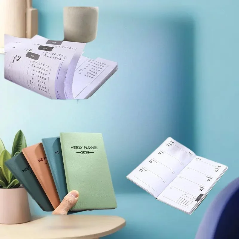 Agenda giornaliera formato A6 2026 da 1 pezzo, calendario in pelle a colori Morandi, 64 fogli, calendario settimanale sottile da 128 pagine