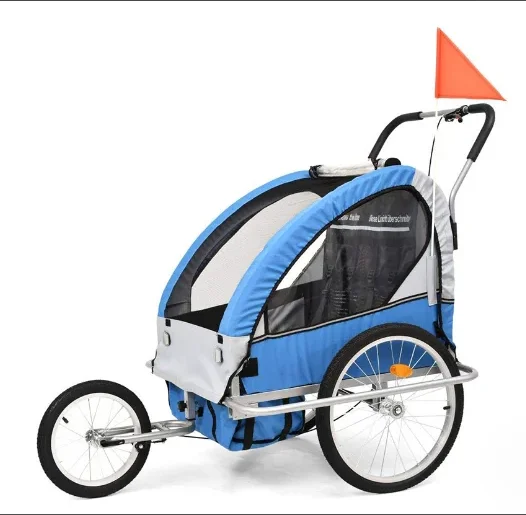 Foldable Travel System 2 in 1 Luxury Baby Bike Bicycle Trailer for Two Children