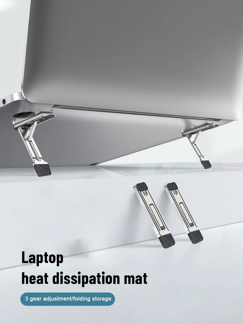 Xnyocn Laptop-Ständer, Aluminiumlegierung, Mini-Klapphalter, 3-Höhenverstellung, Notebooks, Halterung, Zubehör für MacBook, Smartphone – Detail 7