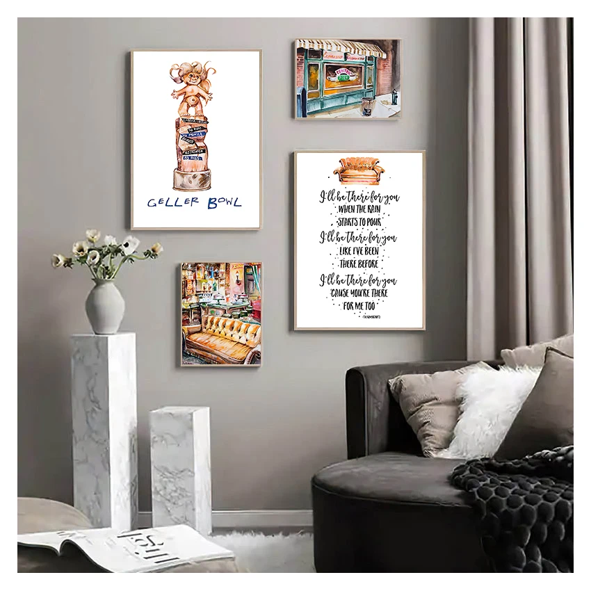 Poster Friends Tv Show Decoration Print Funny Quotes Wall Art Decorative Picture Home Decor Sitcom Central Perk Couch Painting