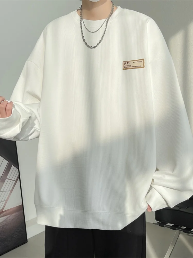 

Мужской свитшот оверсайз с круглым вырезом для весны и осени, повседневная спортивная одежда в американском стиле, плотный молодежный модный свитшот из полиэстера и спандекса