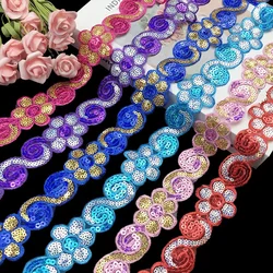 1/3/5 Yards 4cm Sequins Ribbon Lace Trim Sequin Fabric For Dress Clothes Headdress Bridal Sewing Accessories DIY Glitter Trims