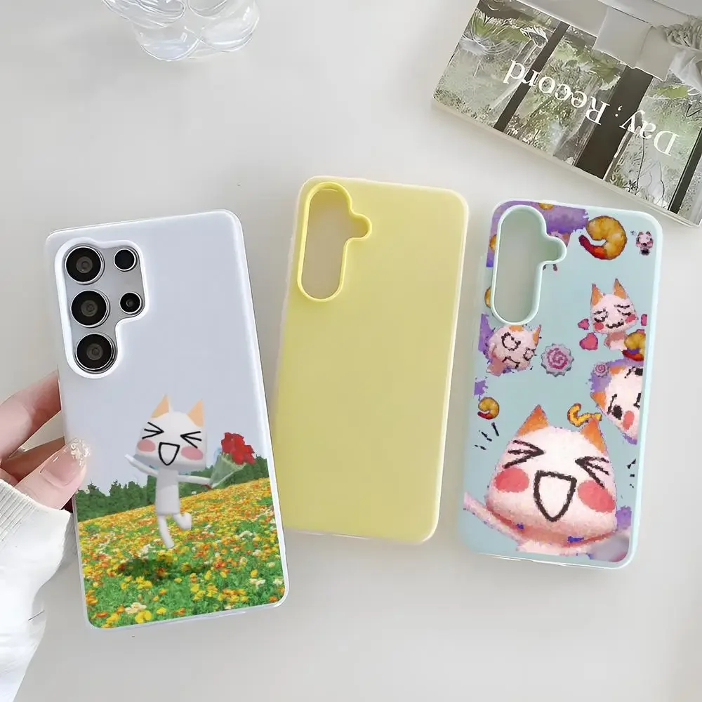 CuteToroInoueCat Phone Case Clear TPU Case For Samsung S22-S26, 2-in-1 Detachable Card Holder
