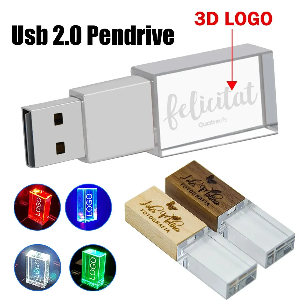 

Crystal Plus Push-pull Box Maple USB 2.0 Flash Drive 8GB 16GB 32GB 64GB 128GB Free Custom Logo Pen Drive Creative Business Gifts