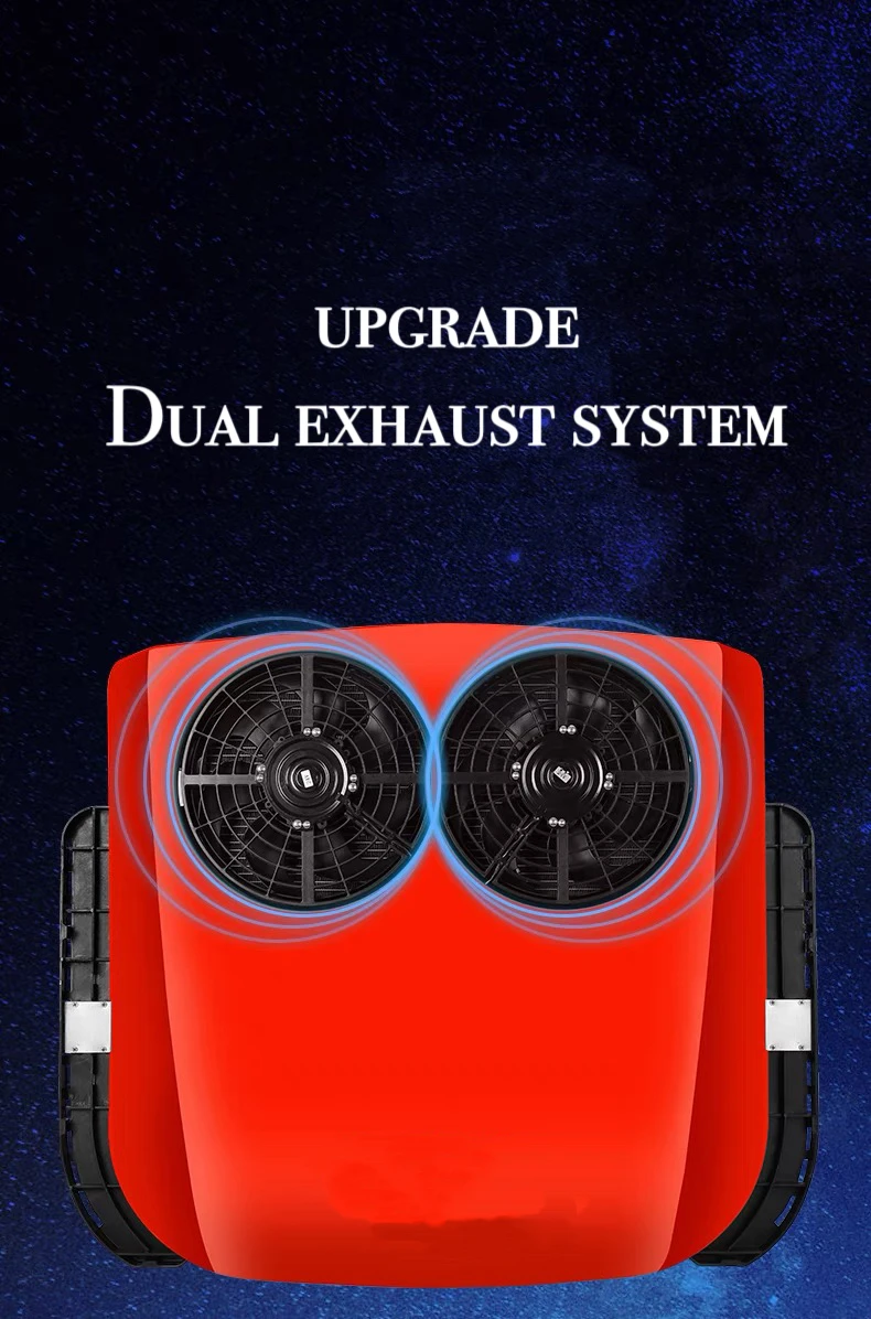 Double Fans High air Volume Comfortable White Red 12v 24v Parking Roof air Conditioner for Vehicles Truck Car RV