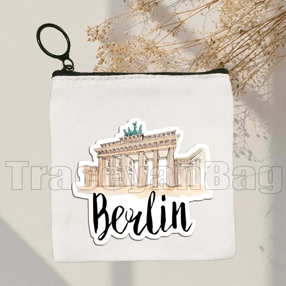 

Milan Moscow Netherlands New York Paris Taj Mahal Egypt Rome San Francisco Berlin London Coin Purse Custom Key Case Cloth Bag