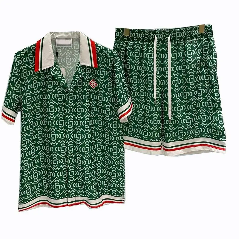Temporada de verano, camisa informal de playa para hombre, pantalones cortos, conjunto de camisa hawaiana, estilo transfronterizo de moda para jóvenes, cómodo y transpirable