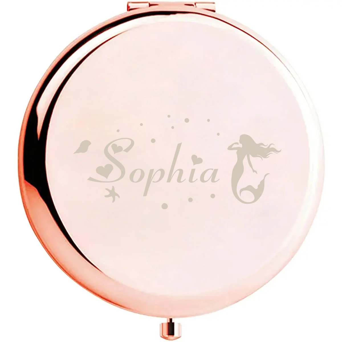 1pc Colorful Mermaids and marine creatures Customized Name Mirror With Name Round Circle Mirror Folding Mirror Makeup Mirror