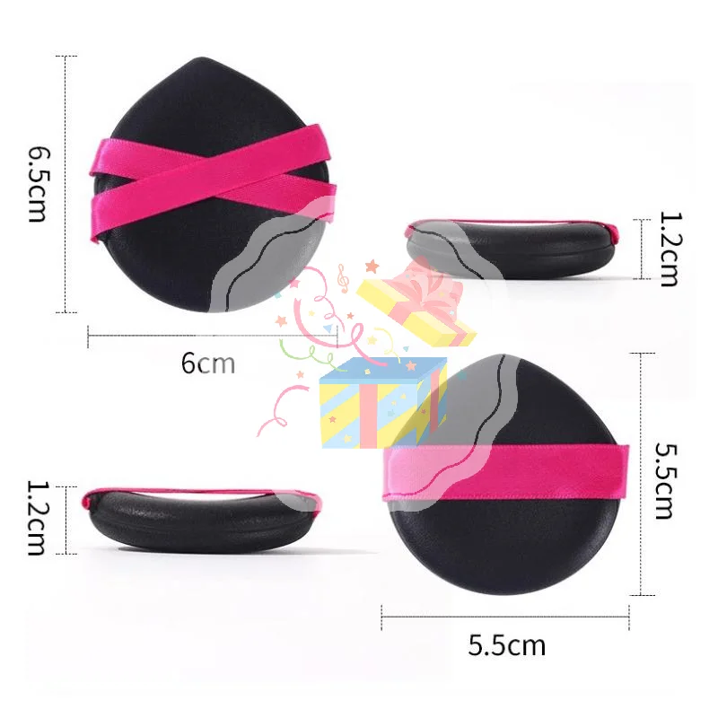 Makeup Sponge Puff Soft Non-Absorbent Easy to Hold with Pink Strap 1/3Pcs/Box for Natural Foundation Finish