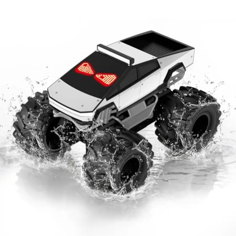 

Remote Control Car with LED Eyes Amphibious Monster Truck Boys Toys RC Cars 2.4 GHz Waterproof RC Trucks Rechargeable 4WD All T