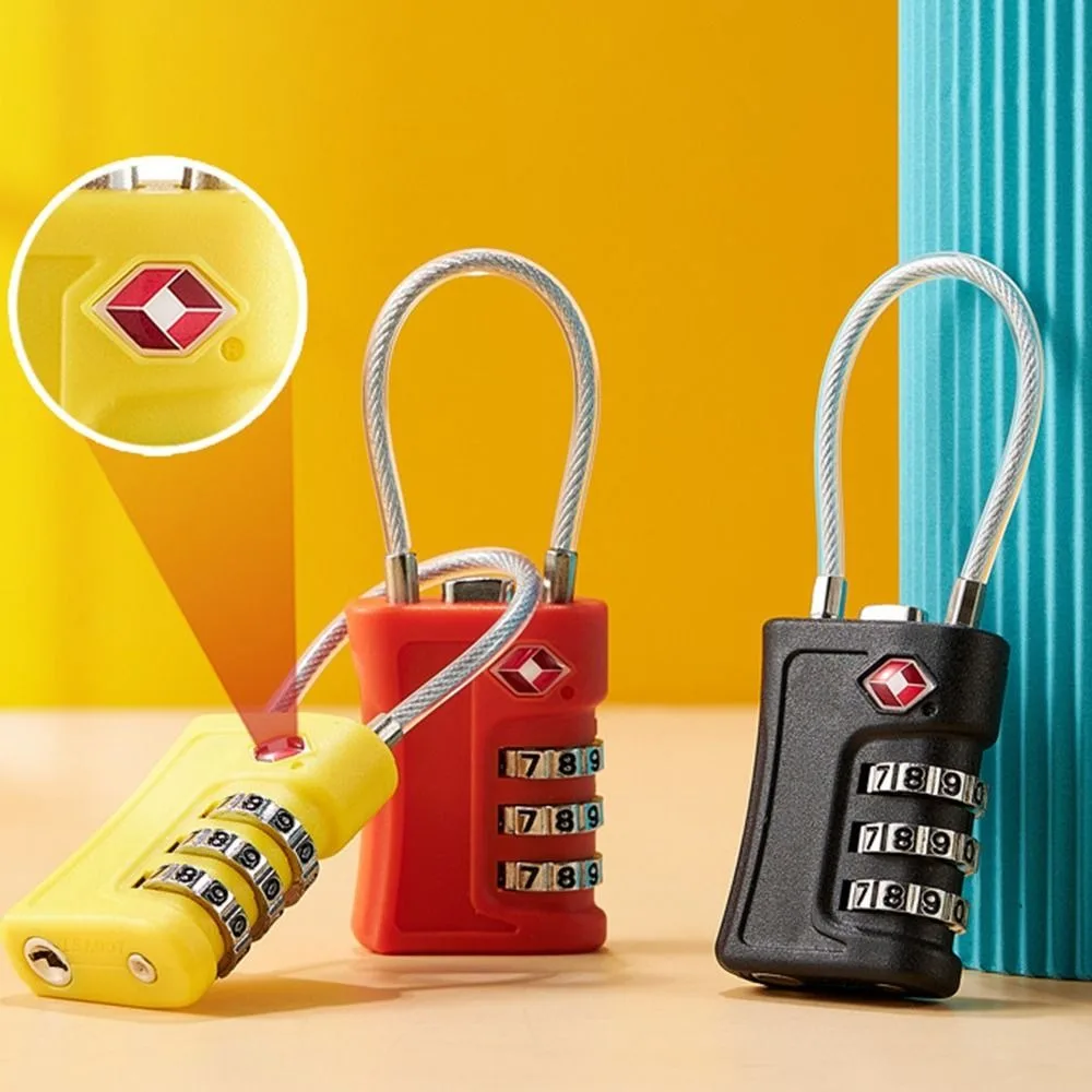 Cute 3 Digits Password Padlock Metal Travel Luggage Steel Wire Rope Small Password Lock Mini Padlock