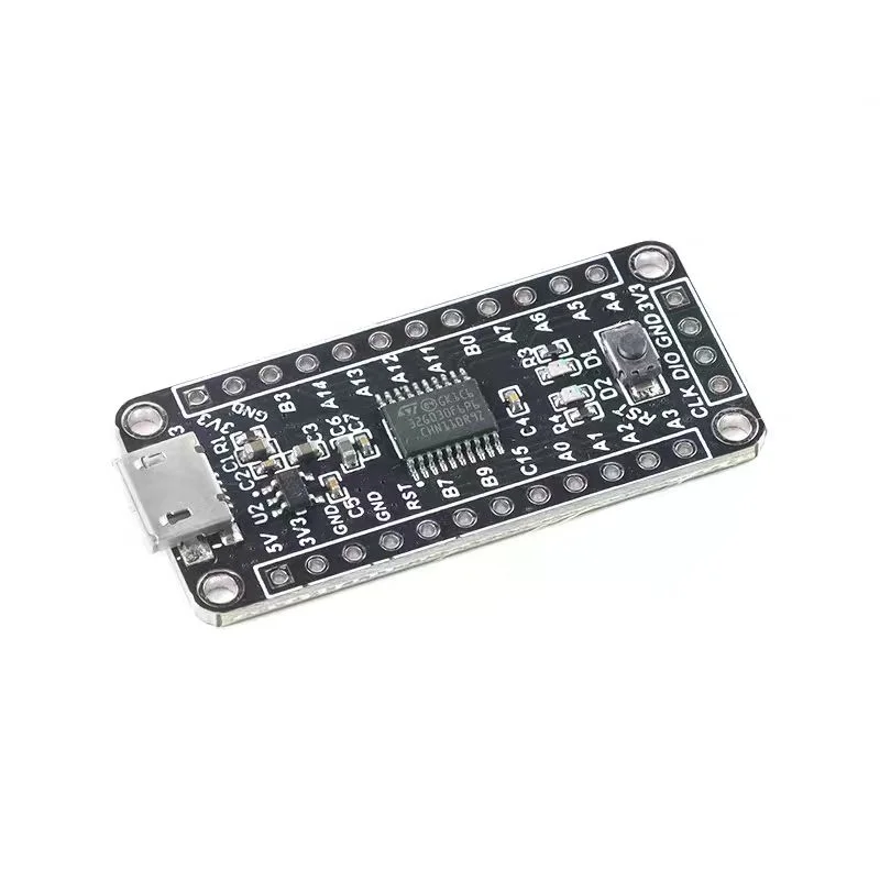 STM32G030F6P6 microcontroller development board with 3.3/5V power supply and SWD debugging download port, small size