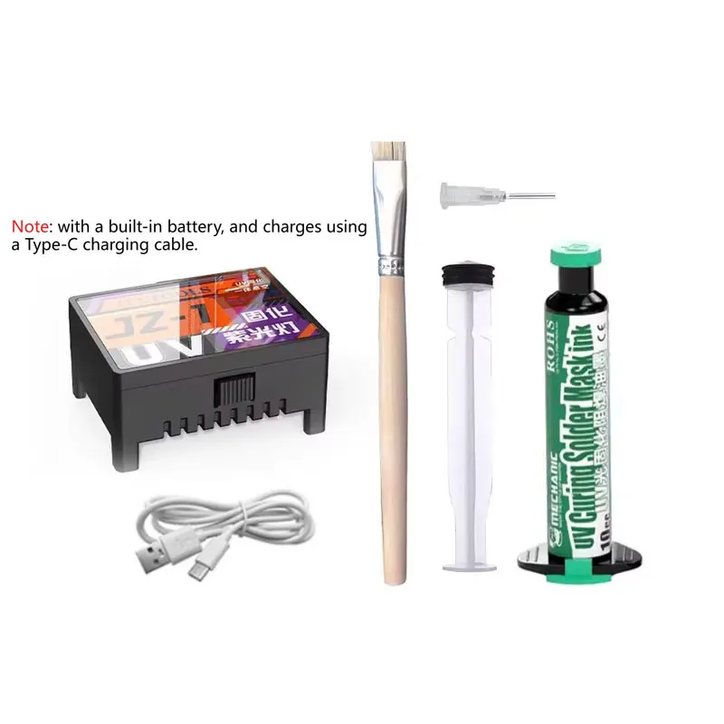 MECHANIC 6 IN1 UV Solder Mask Kit with UV Curing Light Green Oil for PCB BGA Flying Wire Phone Motherboard Repair