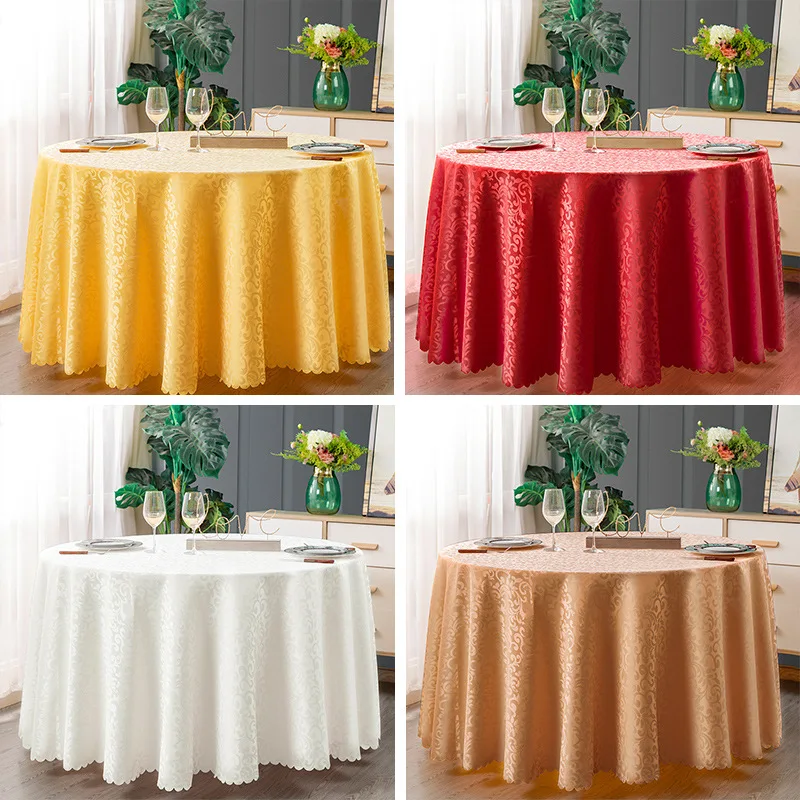 

Polyester Jacquard Tablecloth Hotel Wedding Banquet Party Decoration Round White Table Covers Table Home Decor custom made