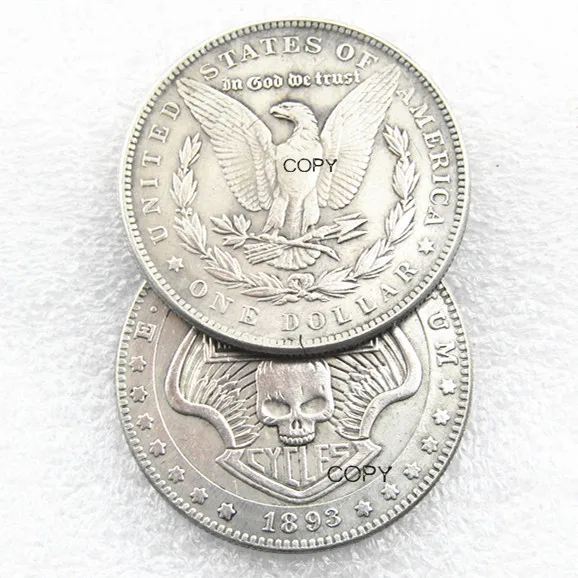 US Hobo Morgan Dollar Skull Zombie Skeleton Silver Plated Copy Coins