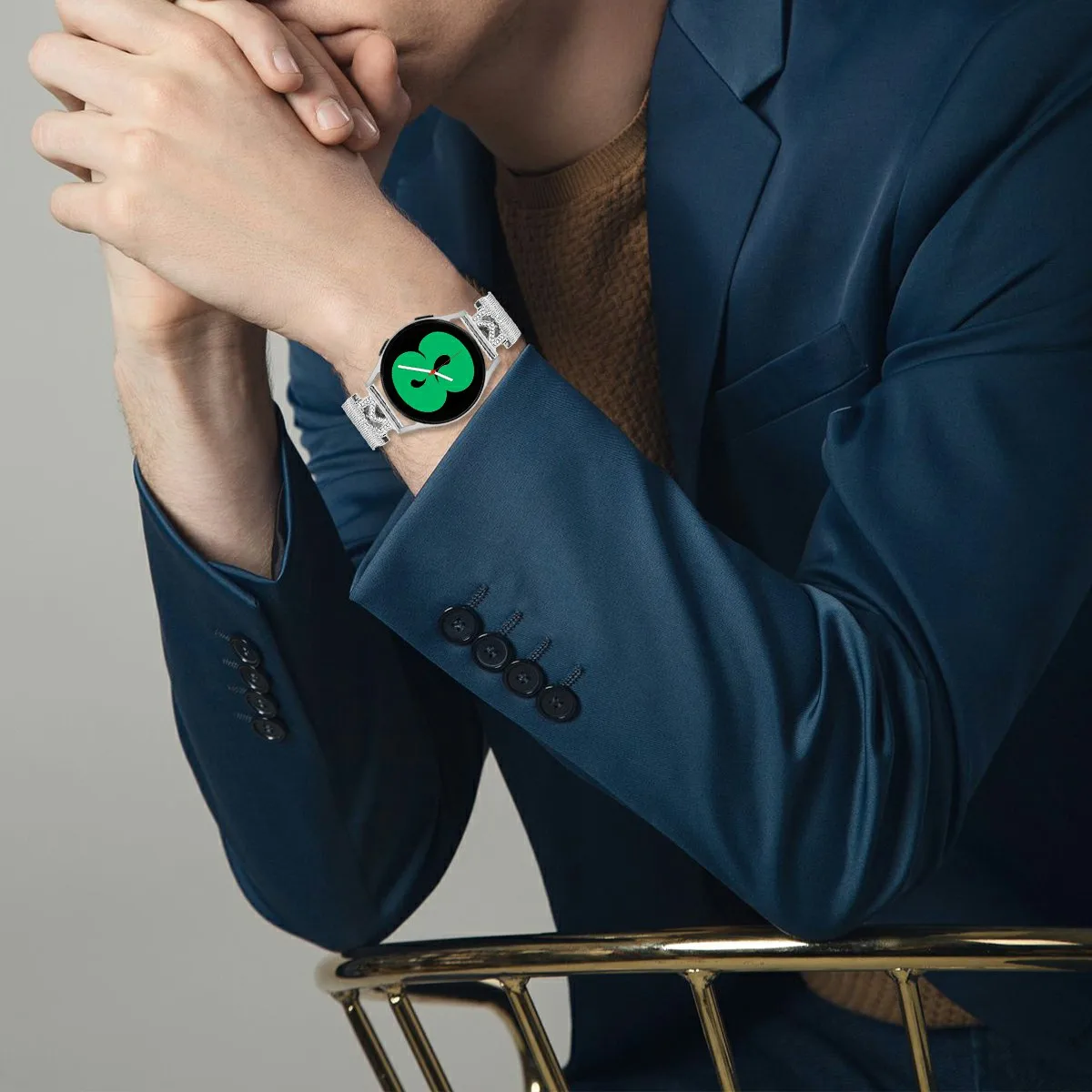 สําหรับ Samsung Galaxy Watch3 41 มม.สแตนเลส M-Type Milanese Watch Band สายรัดข้อมือสีเงิน