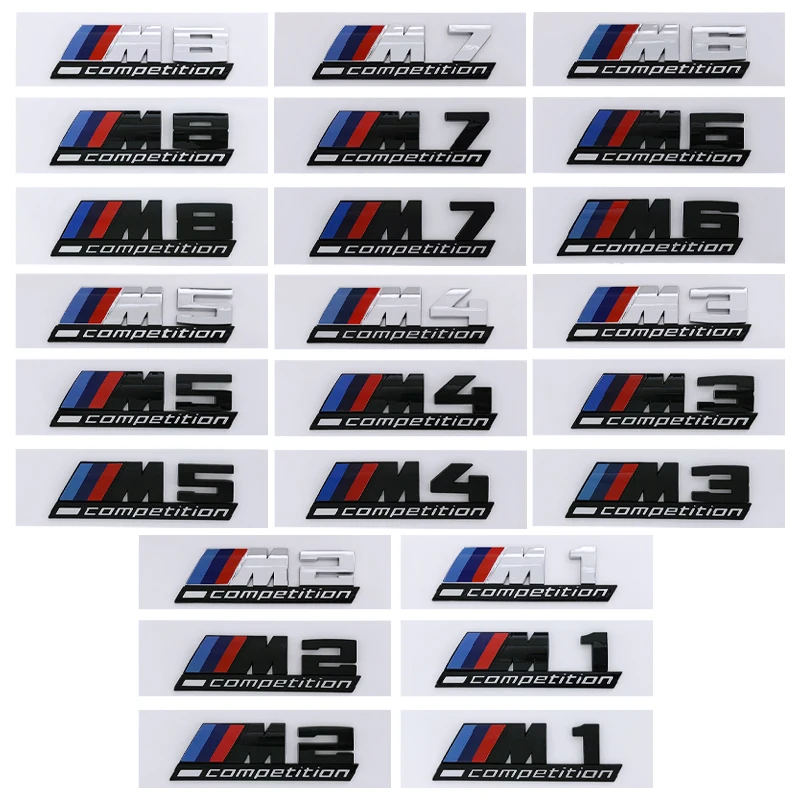 3d ABS Black Logo M1 M2 M3 M4 M5 M6 M7 M8 Competition Emblem Car Rear Trunk Sticker For BMW M1 M2 M3 M4 M5 M6 M7 M8 Accessories