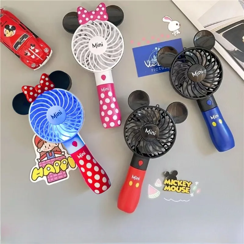 Ventilador Portátil USB Mickey Mouse com Luz Noturna, em Formato de Personagem de Desenho Animado, Ventilador Elétrico de Mesa Kawaii, Brinquedo e Presente