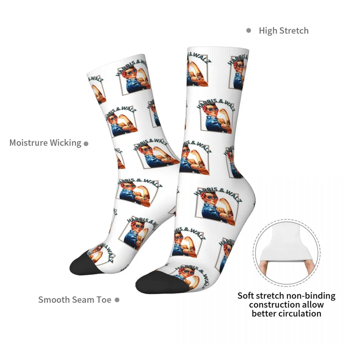 Kamala For President Vote Kamala Harris Walz 2024 Socks Harajuku Stockings All Season Long Socks for Man Woman's Christmas Gifts