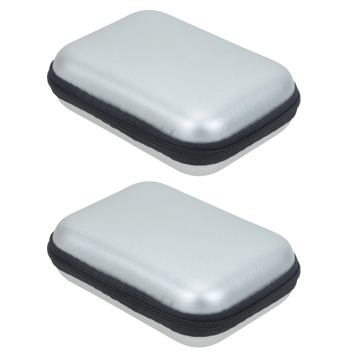 

2 Pcs Headphone Storage Case EVA Durable Zipper Data Cable Mini Camera Silver Hard Disk Travel Outdoor Household Storage