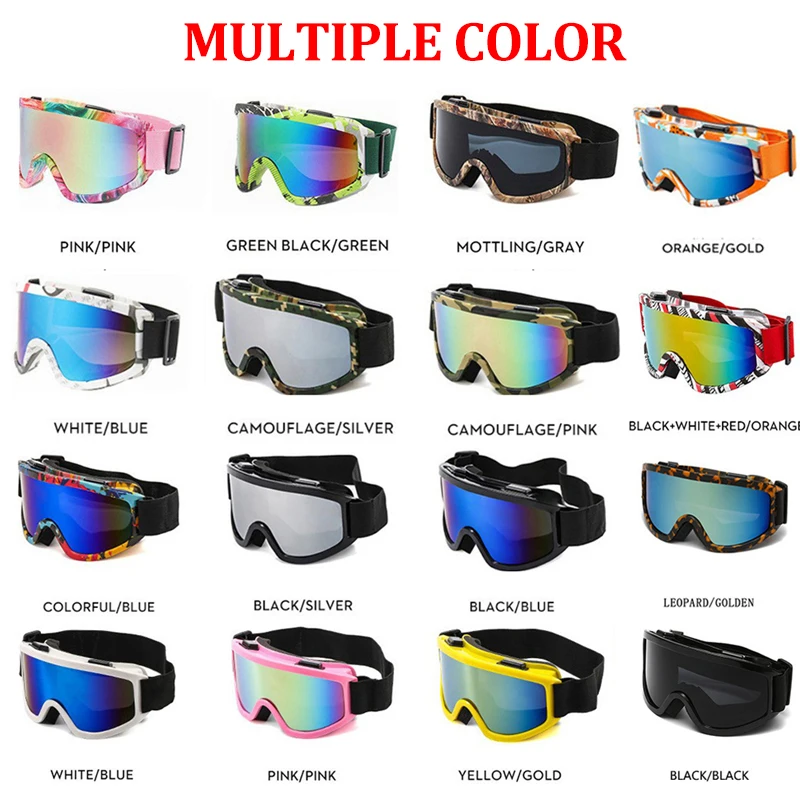 Large Frame Ski Goggle with Colorful Lens Anti-Collision Anti-Glare Motorcycle Goggle Outdoor Sport Snow Snowboard Skiing Goggle