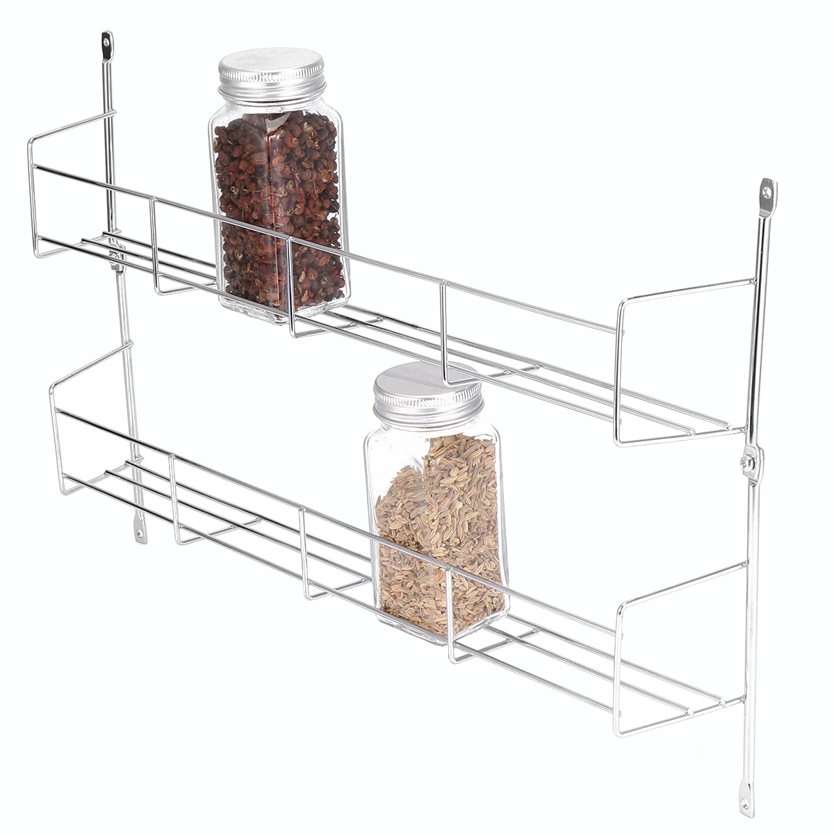 

Multi Layer Wall Shelf Spice Storage Rack Kitchen Decor Mountable Condiment Holder Multifunction Rack Steel