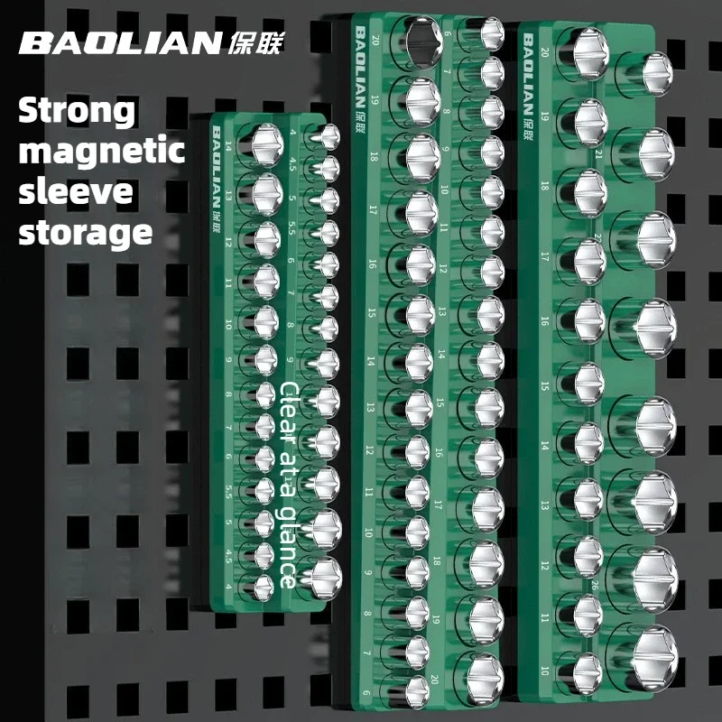 BAOLIAN Auto Repair Magnetic Sleeve Storage Rack Anti-Loss Seat Strong Magnetic Sleeve Insertion Tool for Organizing Car Parts