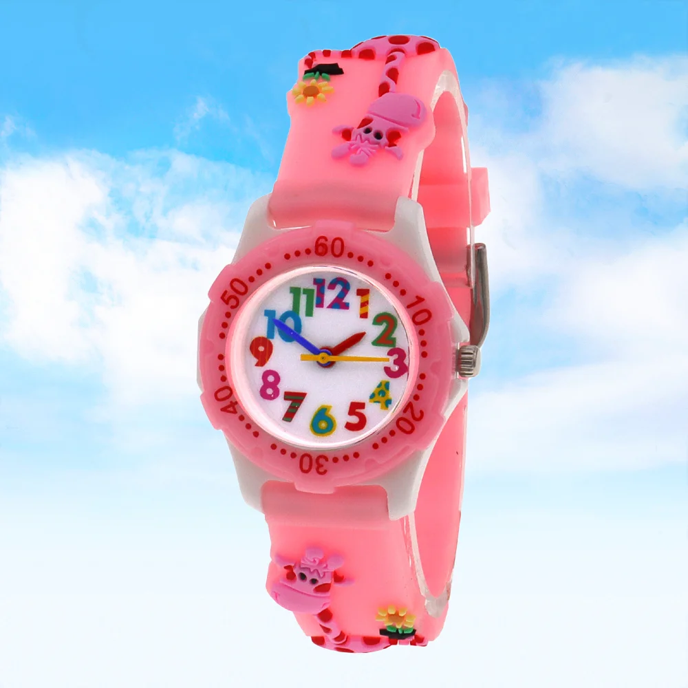 Kids Cartoon Wrist Watch with Silicone Strap Colorful Mini Giraffe Design Clock for Children