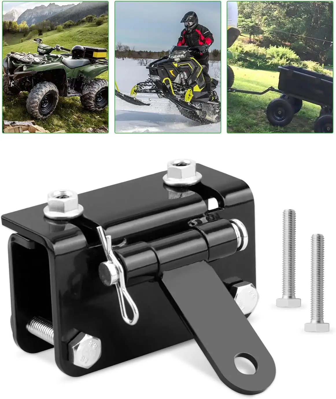 Universal Receiver Hitch Compatible with ATV UTV Models with 0.63In-1.3In Bumpers, ATV Hitch Attachments Trailer Hitch Adapter
