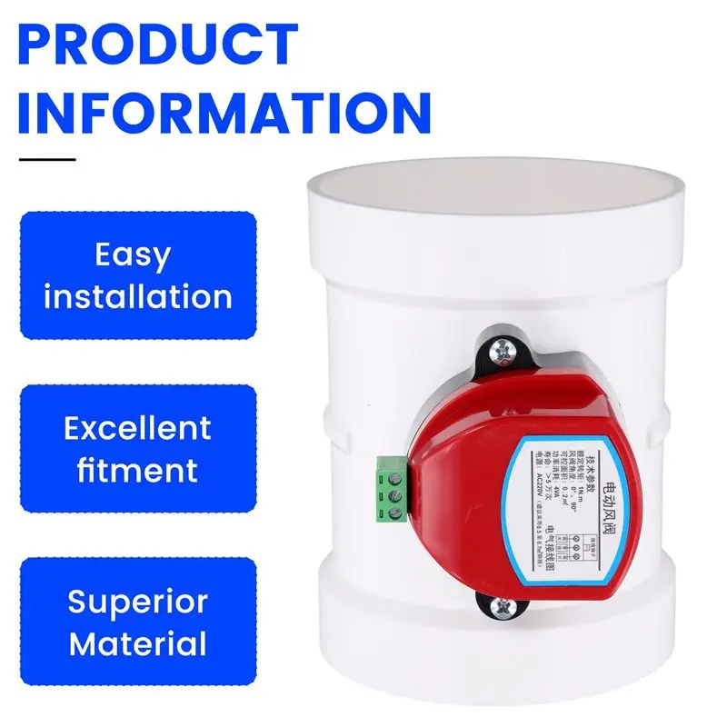 A02M-2X Plastic Motorized Damper PVC Check Valve Air Duct Volume Controller For Ventilation Pipe 220VAC 110Mm